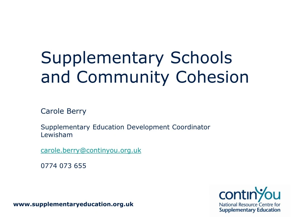 supplementary schools and community cohesion