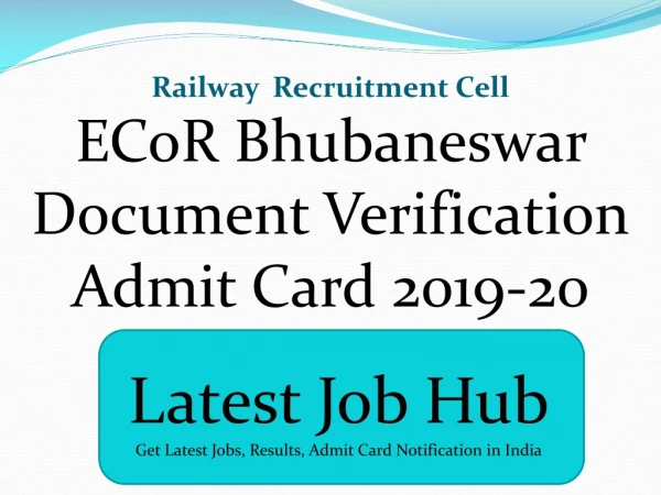 East Coast Railway Admit Card 2020