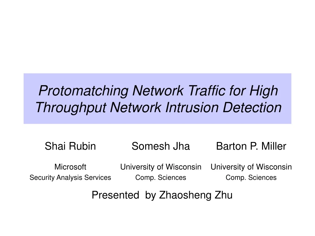 protomatching network traffic for high throughput network intrusion detection