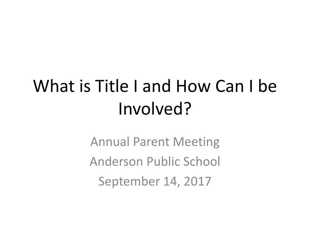 what is title i and how can i be involved