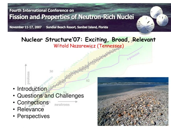 Nuclear Structure’07: Exciting, Broad, Relevant Witold Nazarewicz (Tennessee)