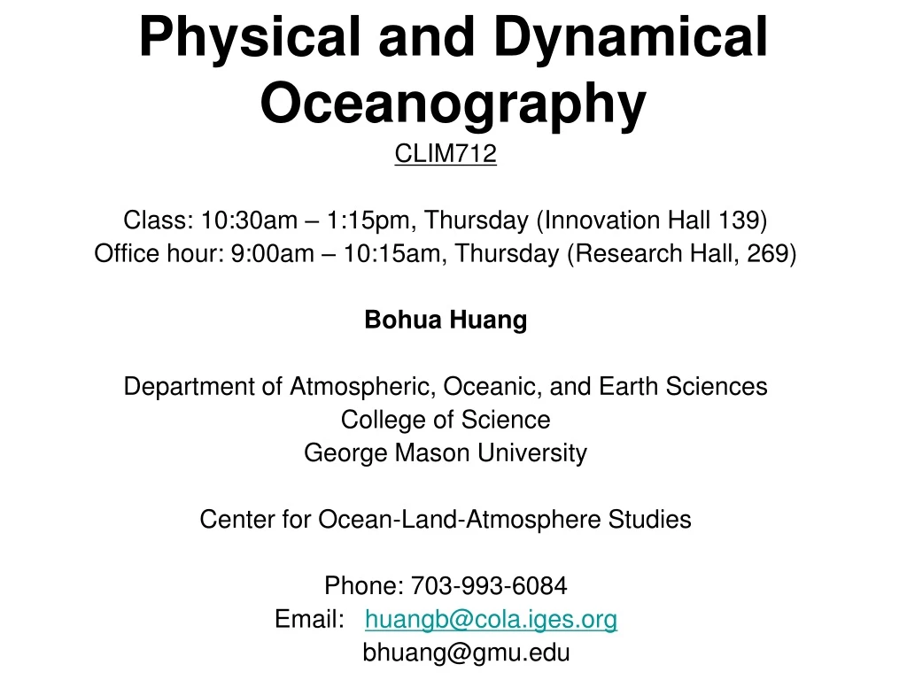physical and dynamical oceanography