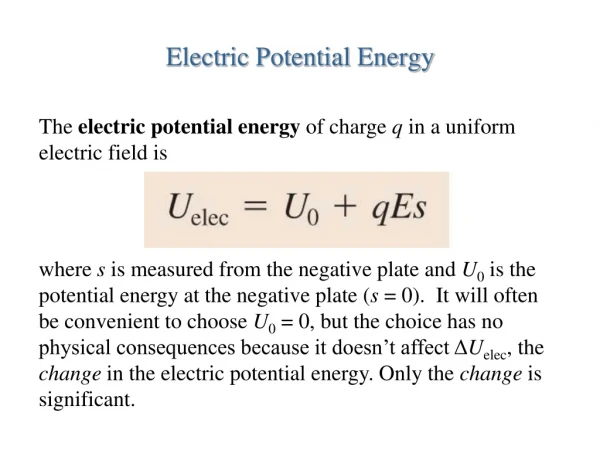 Electric Potential Energy