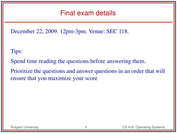 Final exam details
