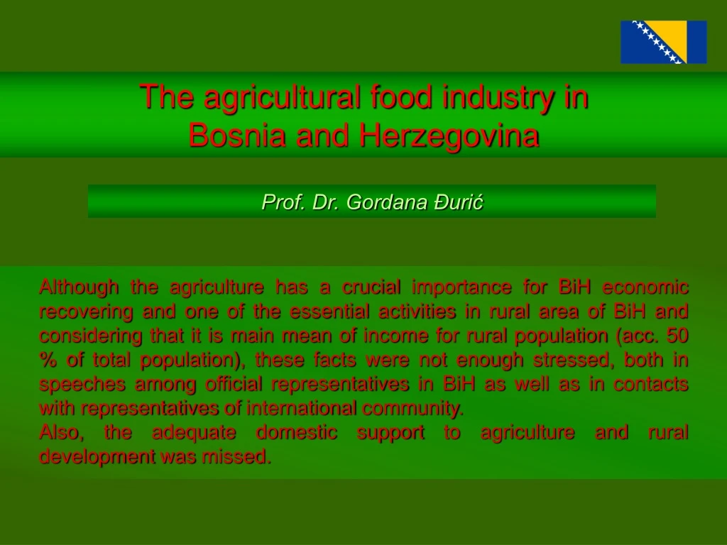 the agricultural food industry in bosnia