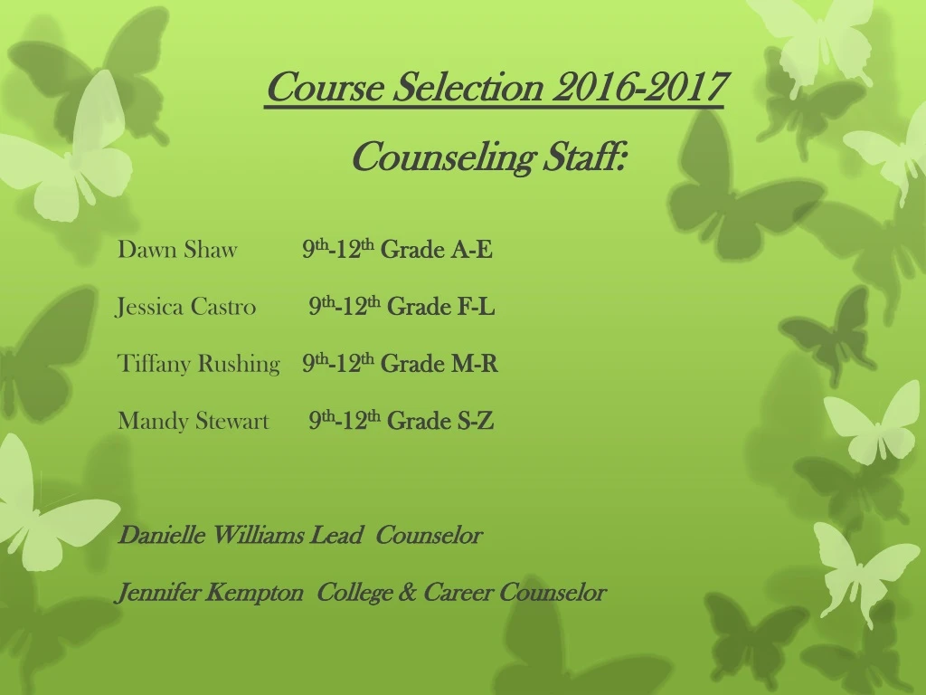 course selection 2016 2017