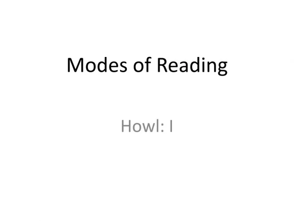 Modes of Reading