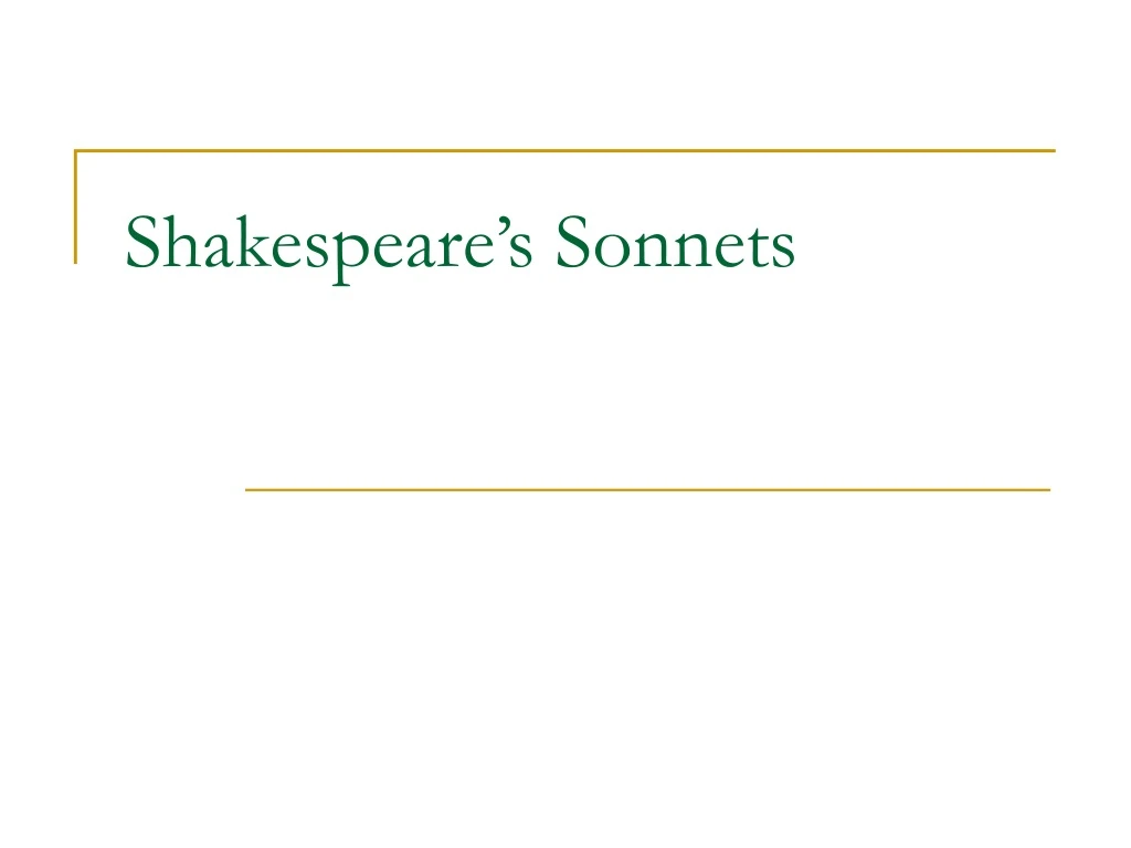 shakespeare s sonnets