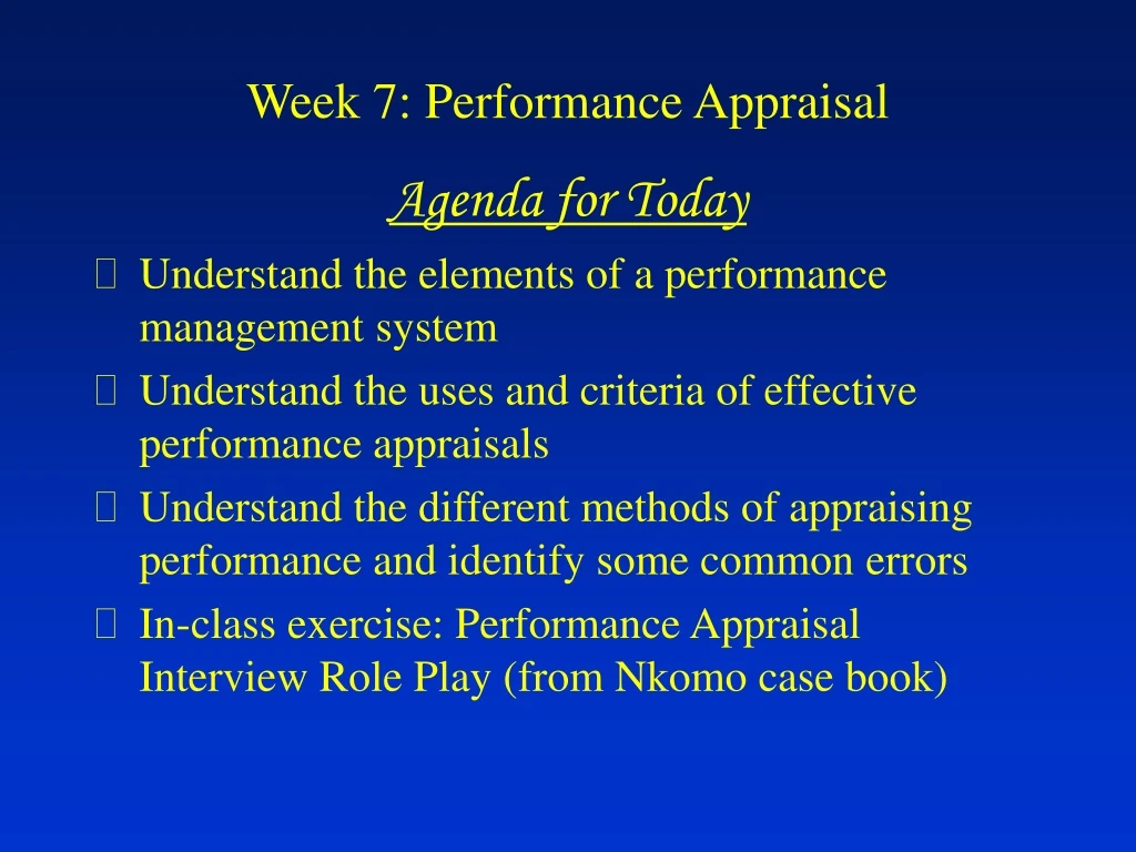 week 7 performance appraisal