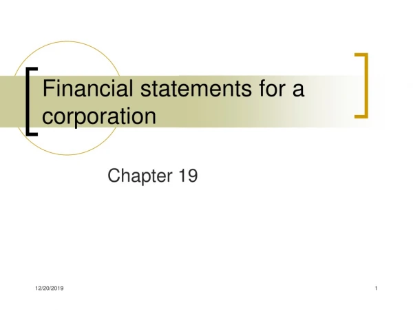 Financial statements for a corporation