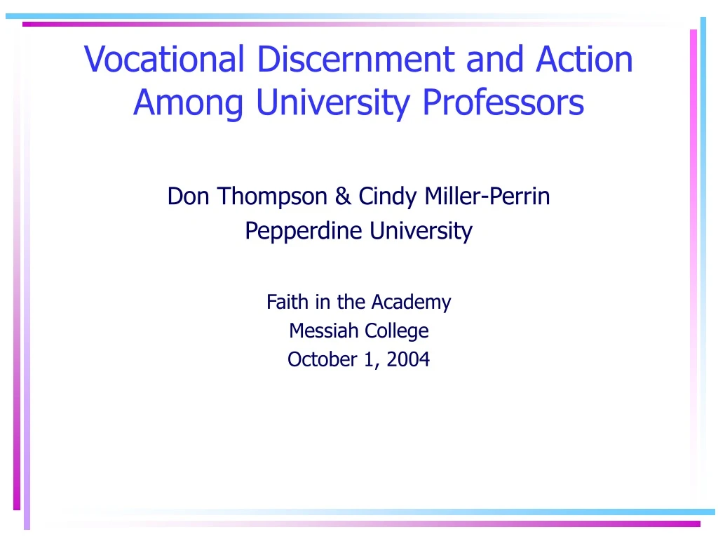 vocational discernment and action among university professors