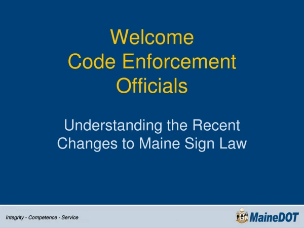 Welcome  Code Enforcement  Officials