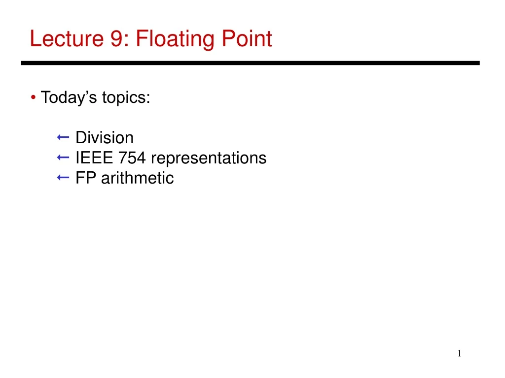 lecture 9 floating point