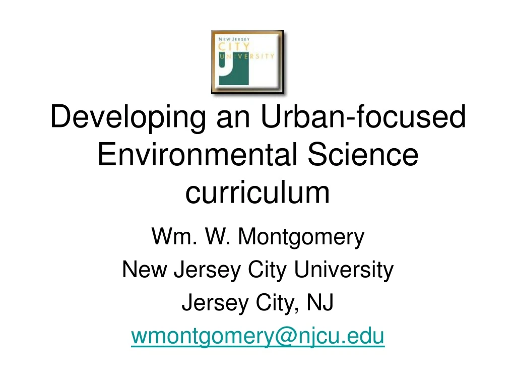 developing an urban focused environmental science curriculum