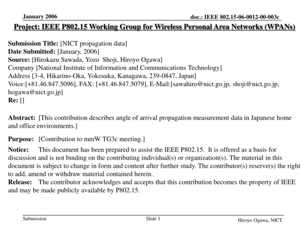 Project: IEEE P802.15 Working Group for Wireless Personal Area Networks (WPANs)