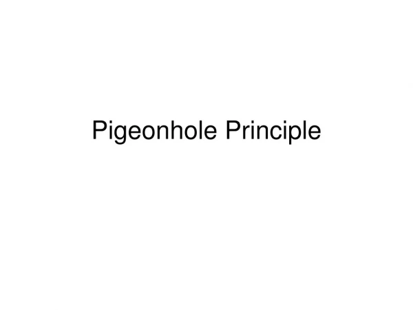 Pigeonhole Principle