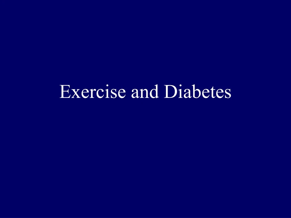 exercise and diabetes