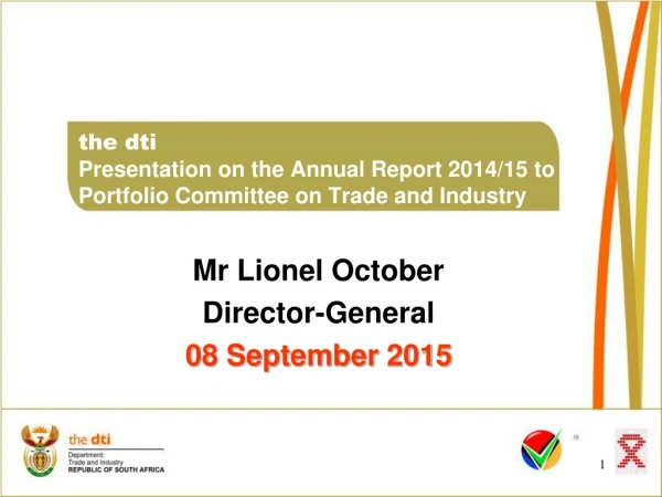 the dti Presentation on the Annual Report 2014/15 to the Portfolio Committee on Trade and Industry