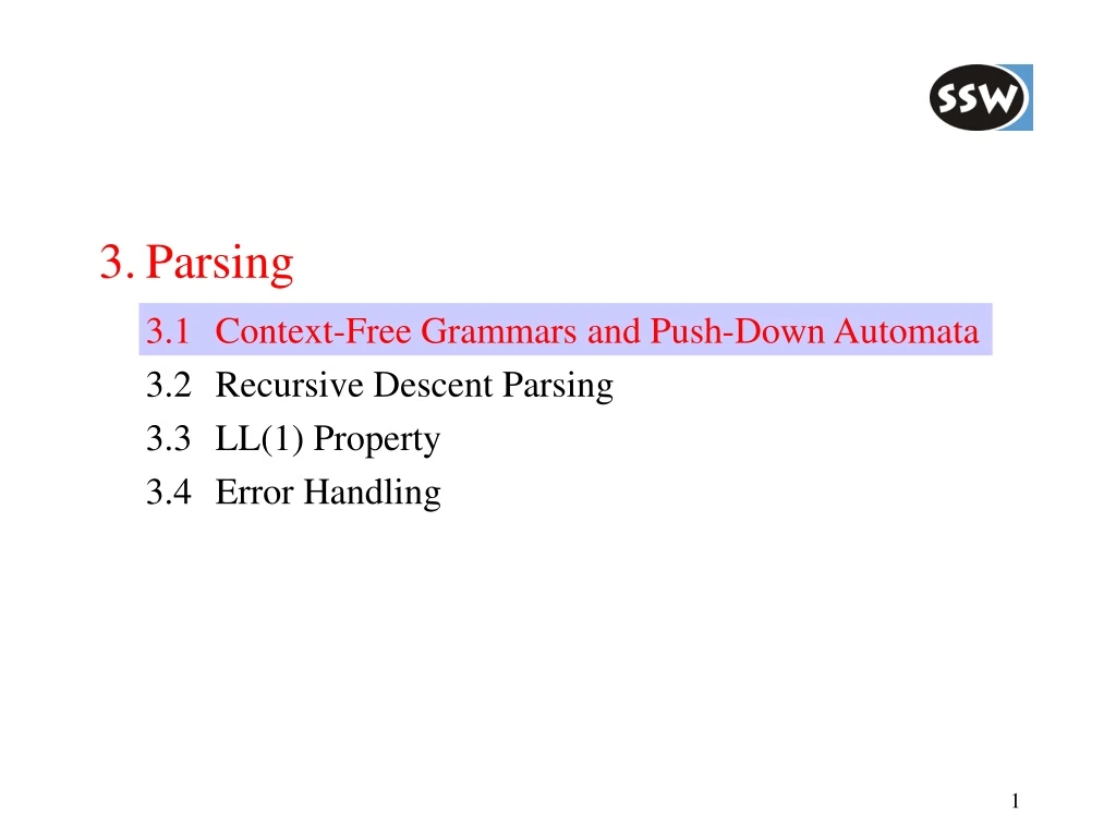 3 parsing 3 1 context free grammars and push down