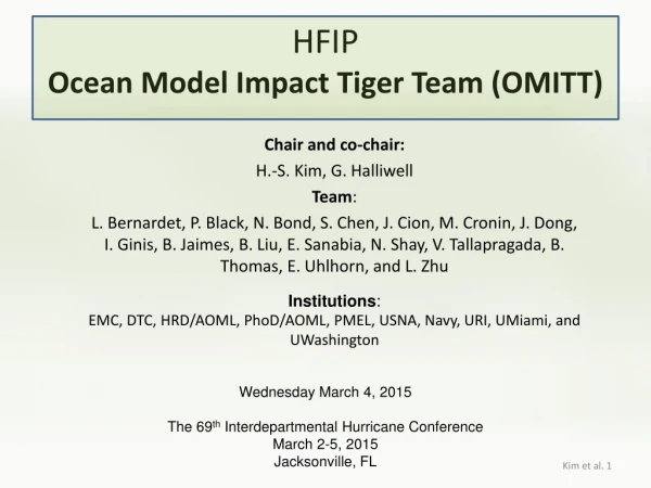 HFIP Ocean Model Impact Tiger Team (OMITT)