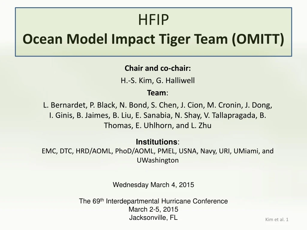 hfip ocean model impact tiger team omitt