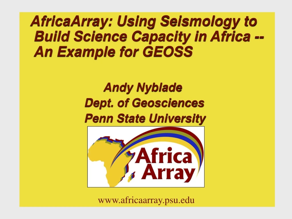 africaarray using seismology to build science