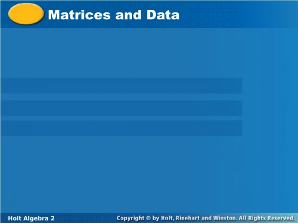 Matrices and Data