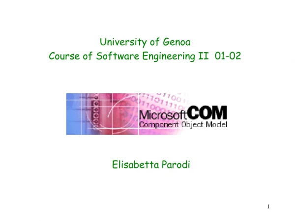 University of Genoa Course of Software Engineering II  01-02