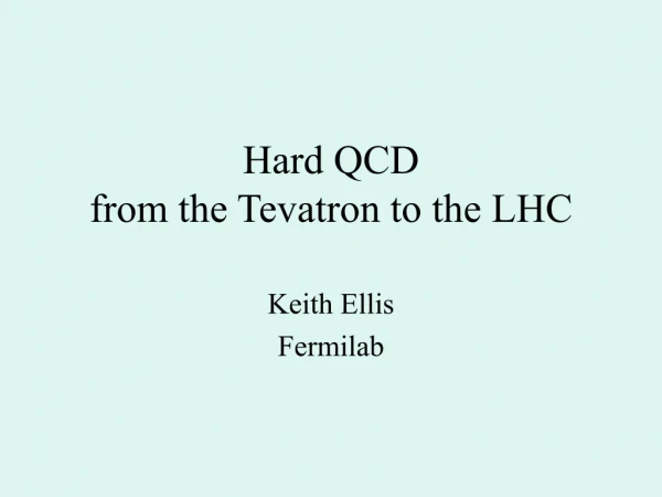 Hard QCD from the Tevatron to the LHC