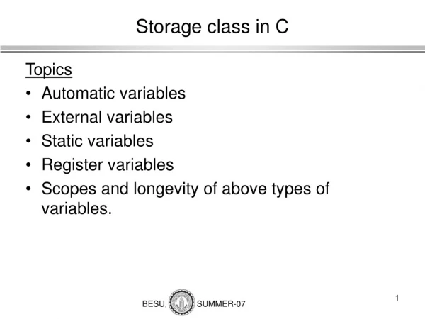 Storage class in C