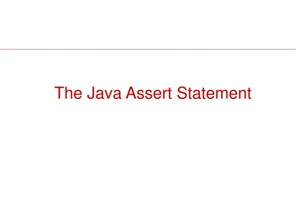 The Java Assert Statement