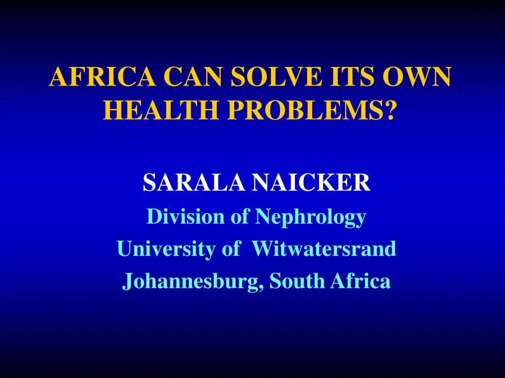 africa can solve its own health problems