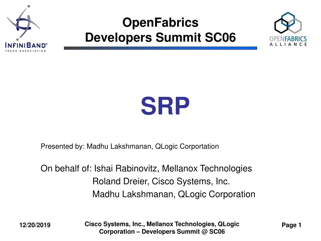 openfabrics developers summit sc06