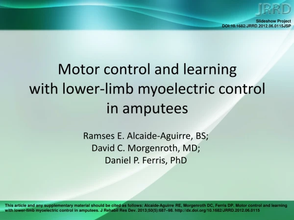 Motor control and learning  with lower-limb myoelectric control  in amputees