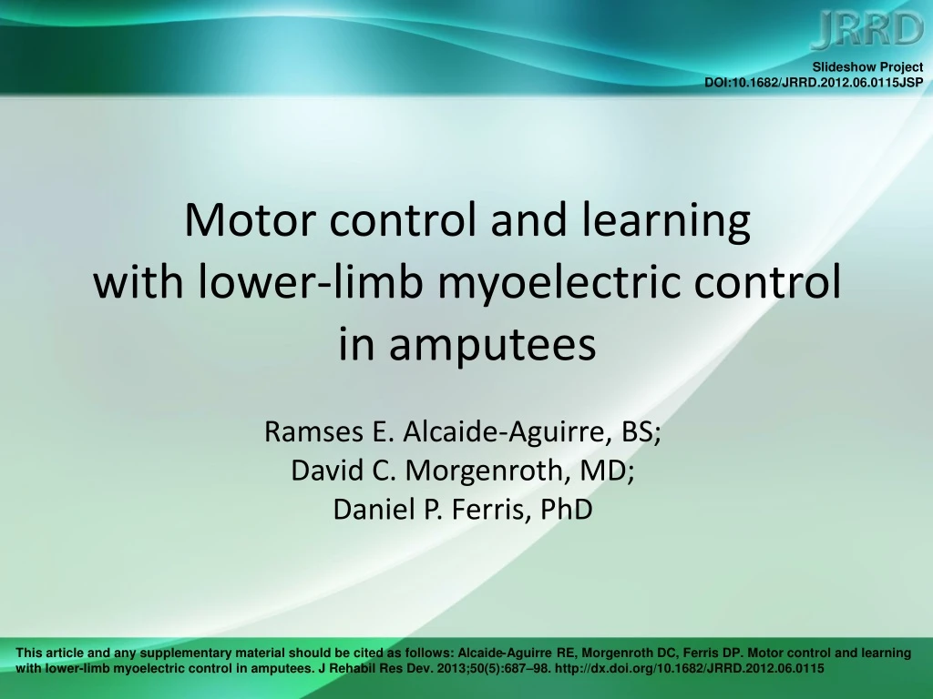 motor control and learning with lower limb myoelectric control in amputees