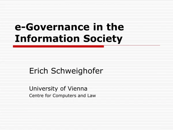 e-Governance in the Information Society