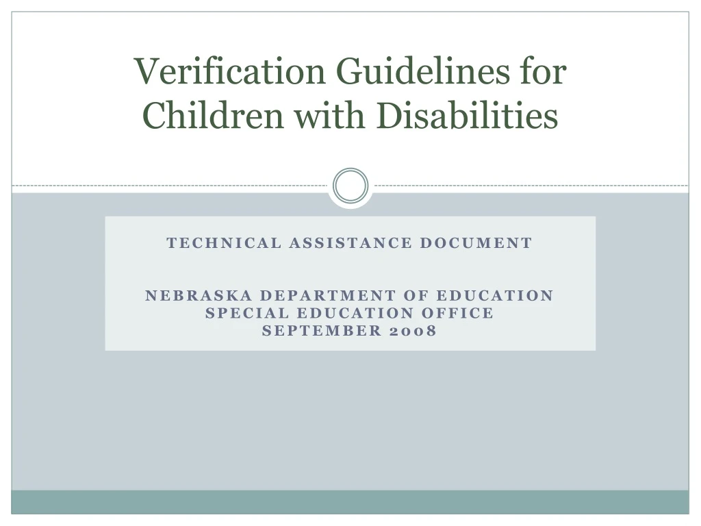 verification guidelines for children with disabilities