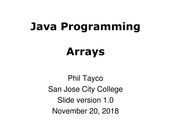 Java Programming Arrays