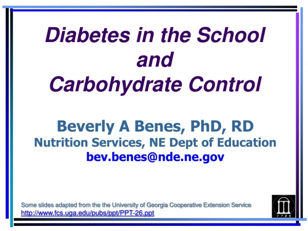 Beverly A Benes, PhD, RD Nutrition Services, NE Dept of Education bev.benes@nde.ne