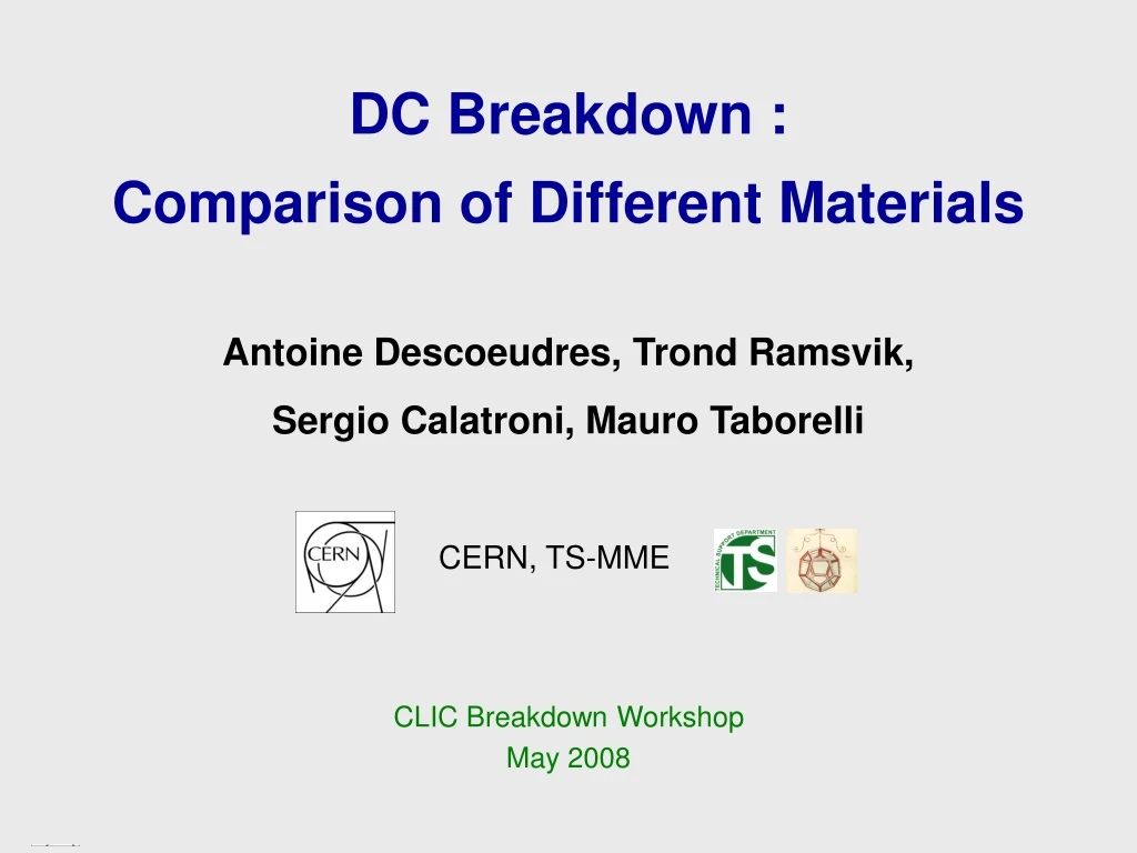 dc breakdown comparison of different materials