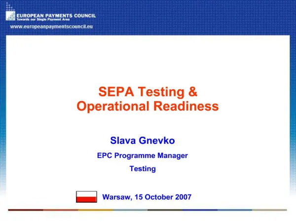 SEPA Testing Operational Readiness