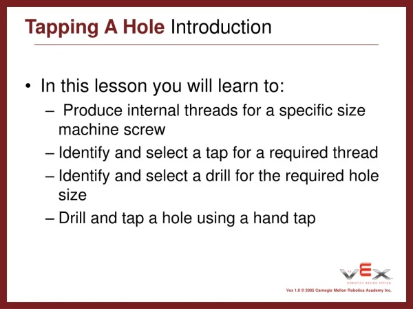 Tapping A Hole  Introduction