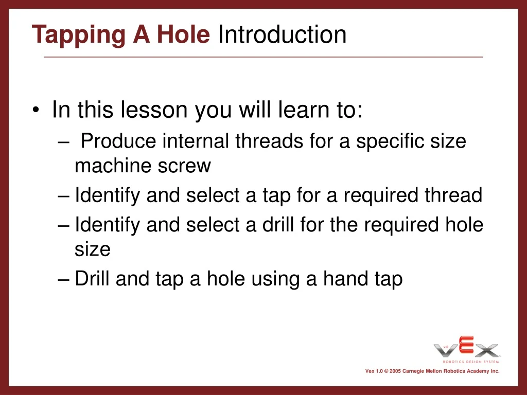 tapping a hole introduction