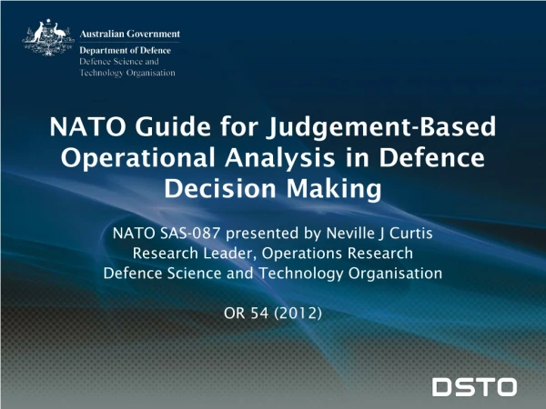 NATO Guide for Judgement-Based Operational Analysis in Defence Decision Making