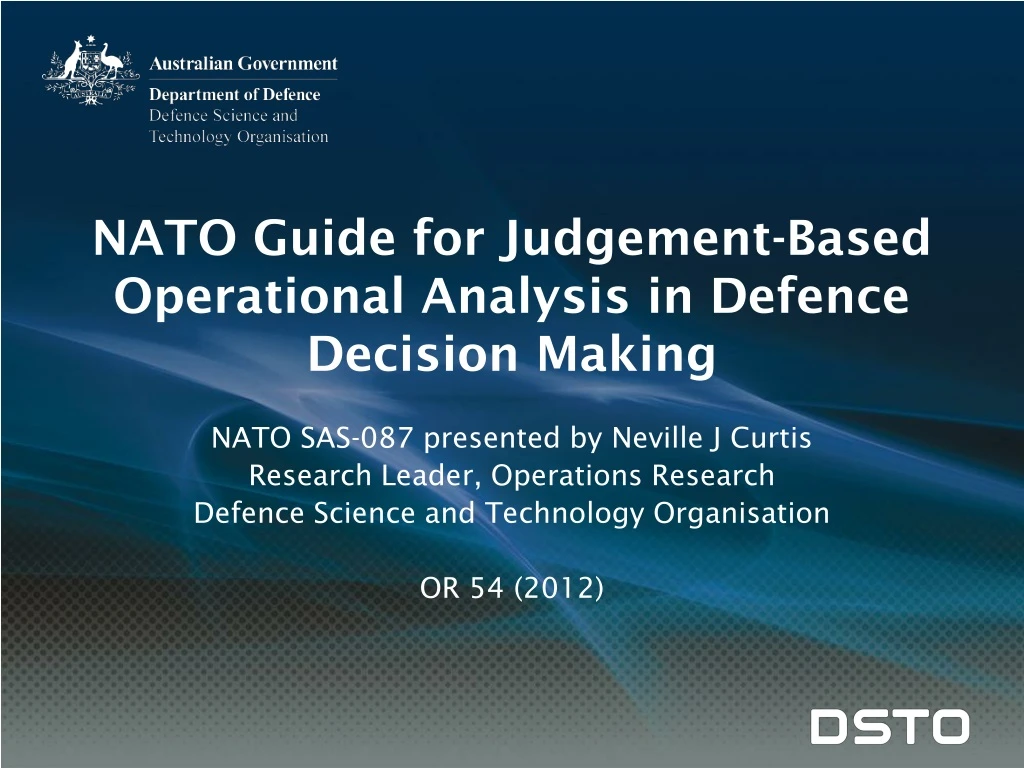 nato guide for judgement based operational analysis in defence decision making