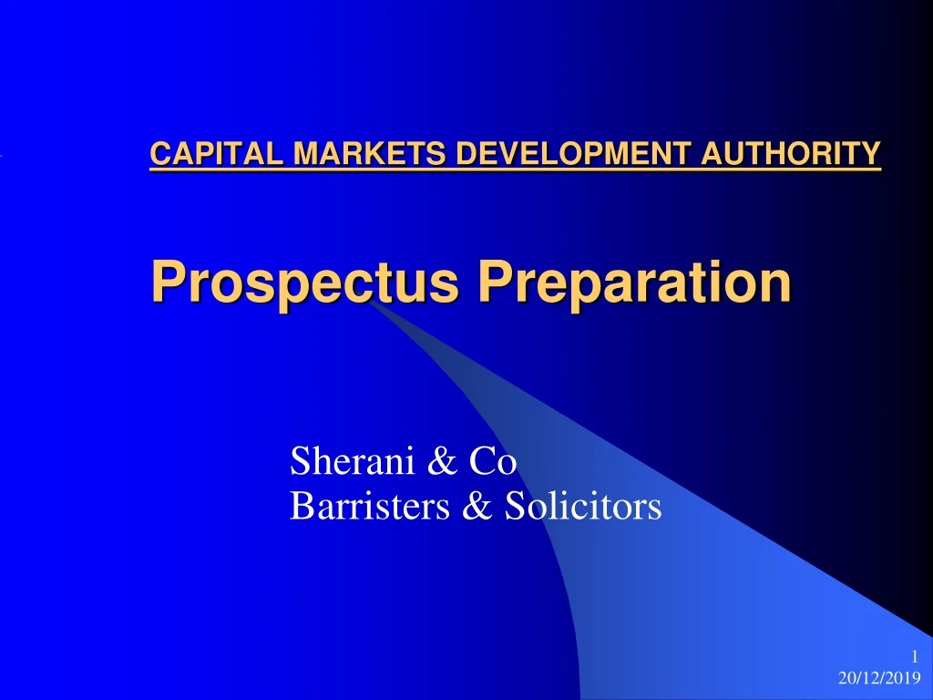capital markets development authority prospectus preparation