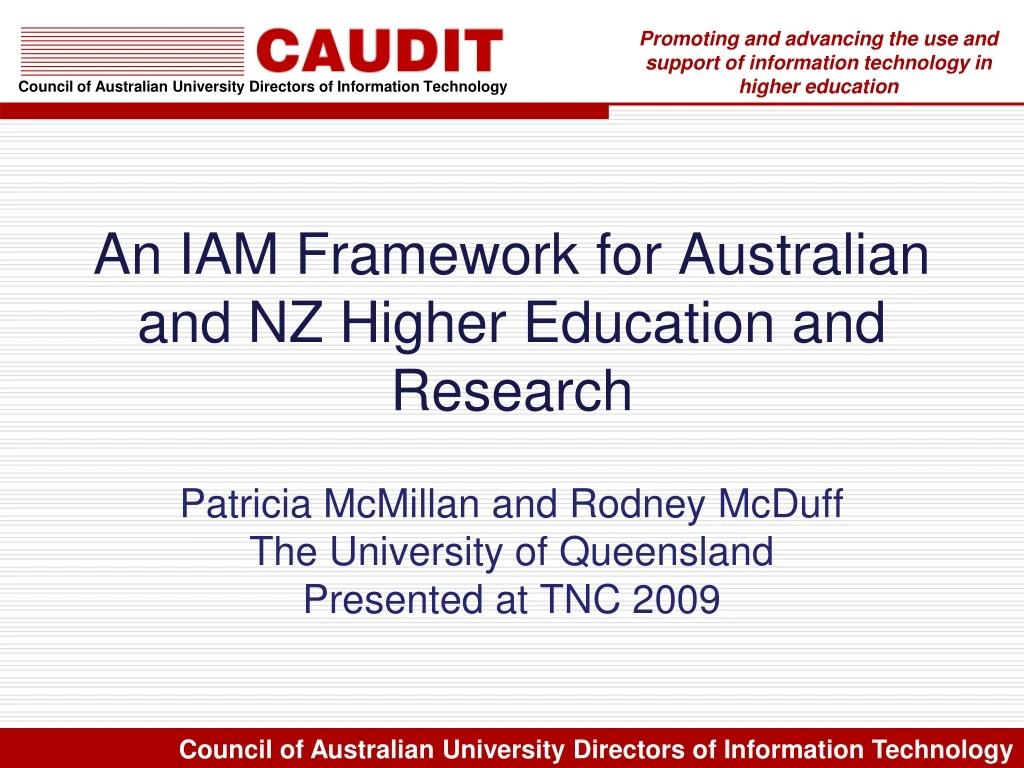 an iam framework for australian and nz higher education and research