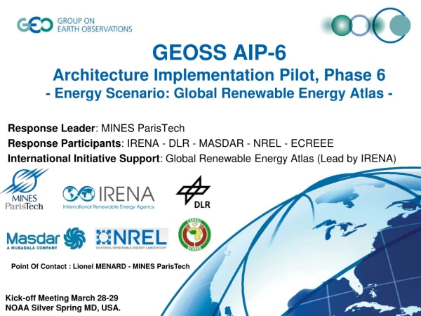 Response Leader : MINES ParisTech Response Participants : IRENA - DLR - MASDAR - NREL - ECREEE