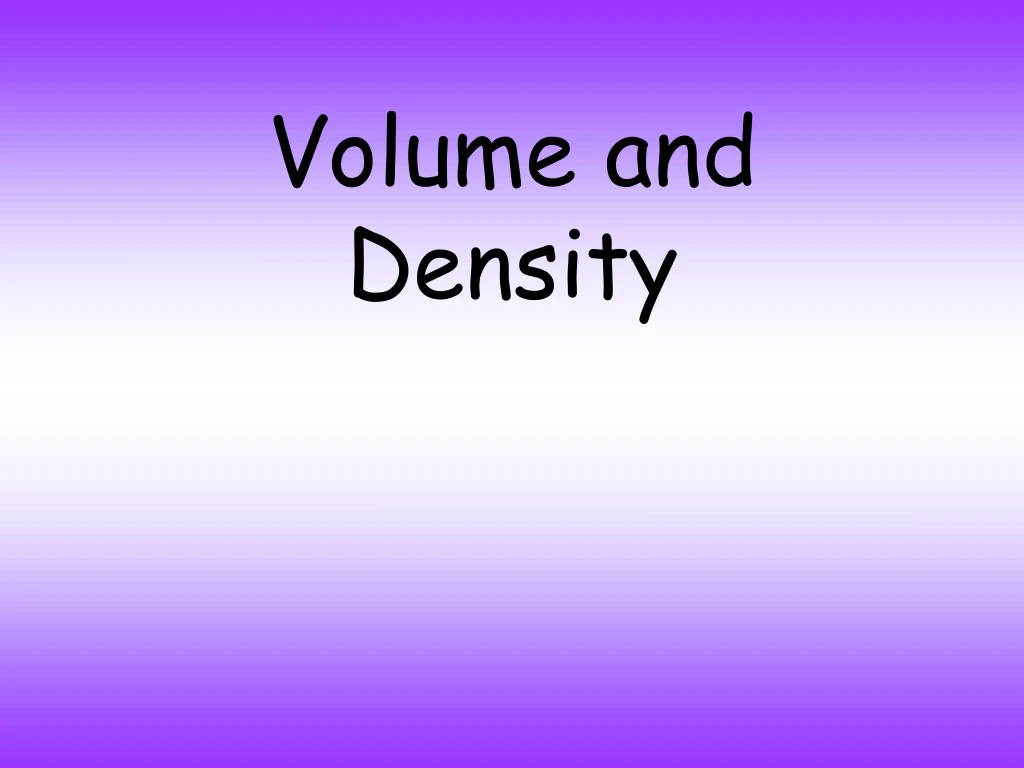 volume and density