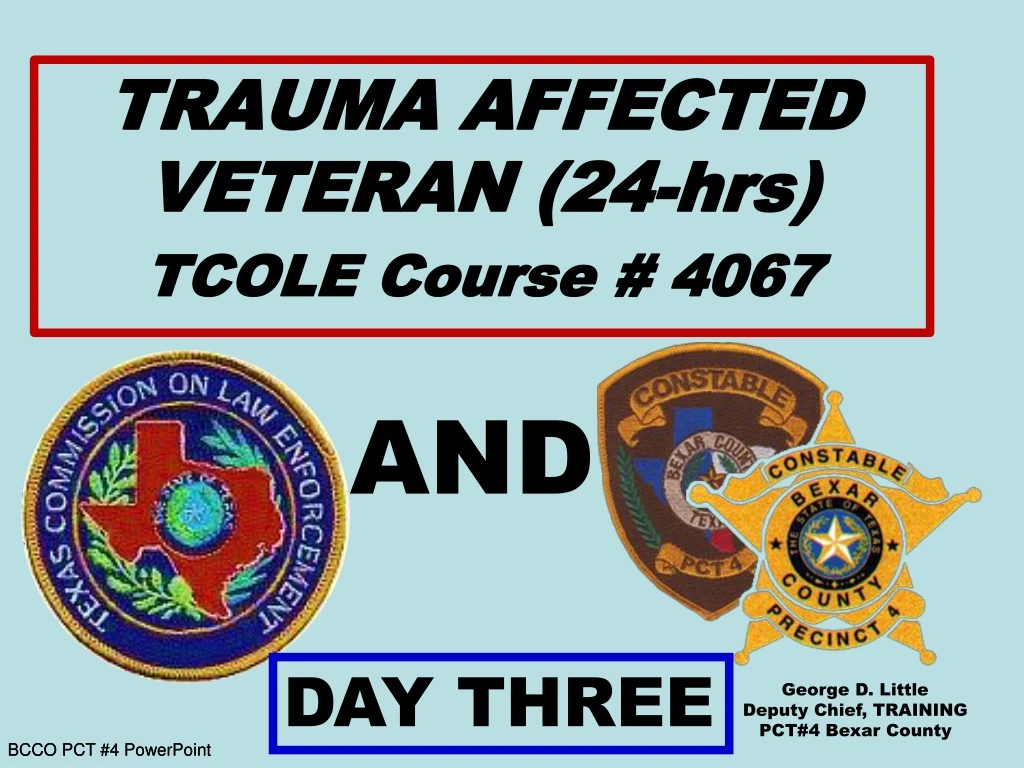 trauma affected veteran 24 hrs tcole course 4067